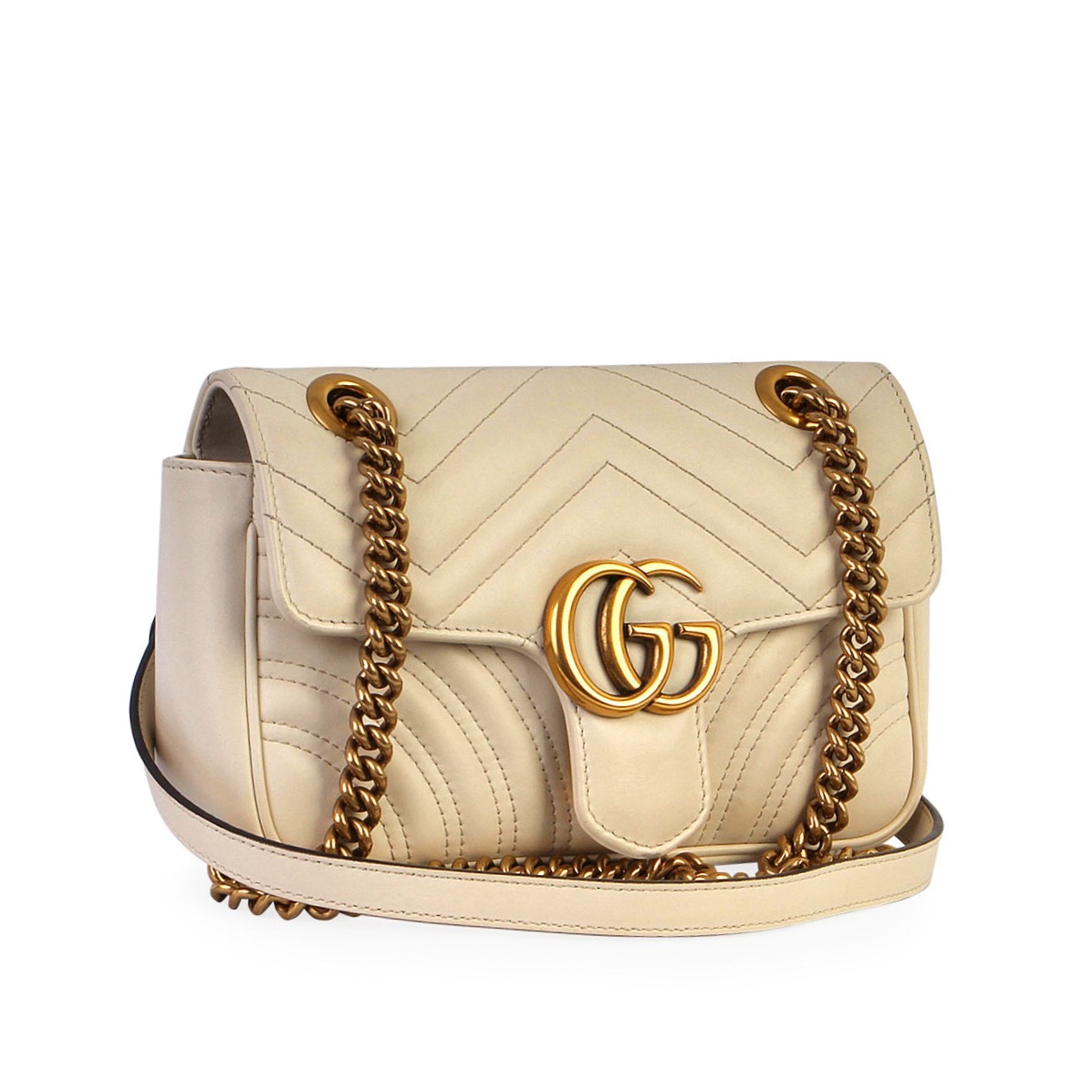 GUCCI GG Marmont Small Matelasse Shoulder Bag White | Luxity