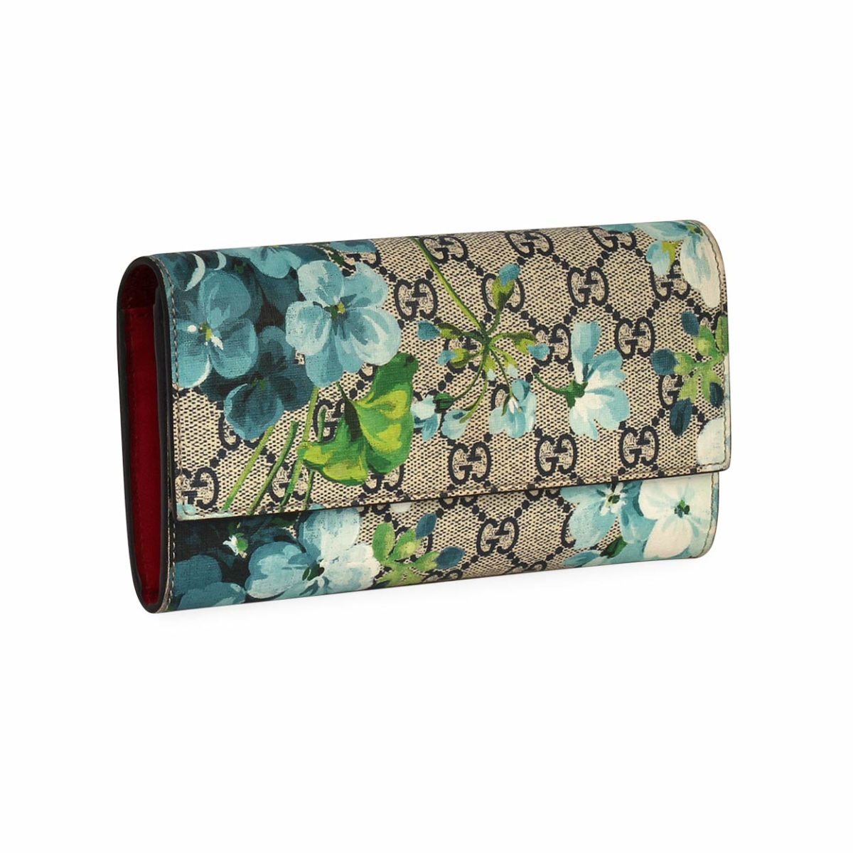 GUCCI GG Supreme Blooms Continental Wallet Blue | Luxity