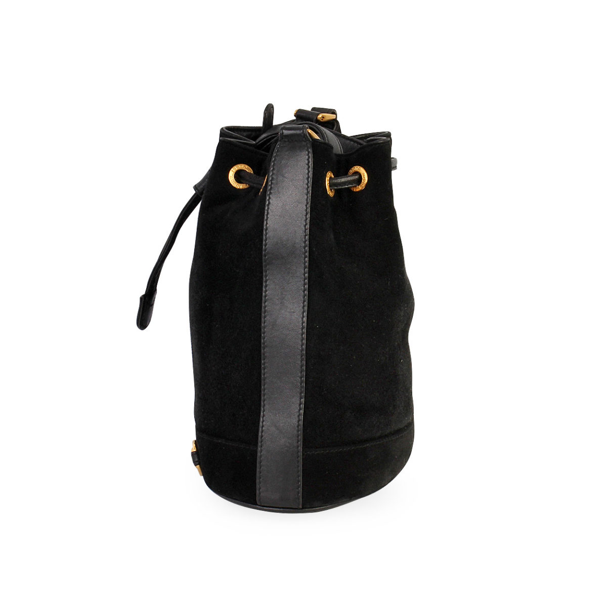 GUCCI Vintage Drawstring Horsebit Shoulder Bag Black | Luxity