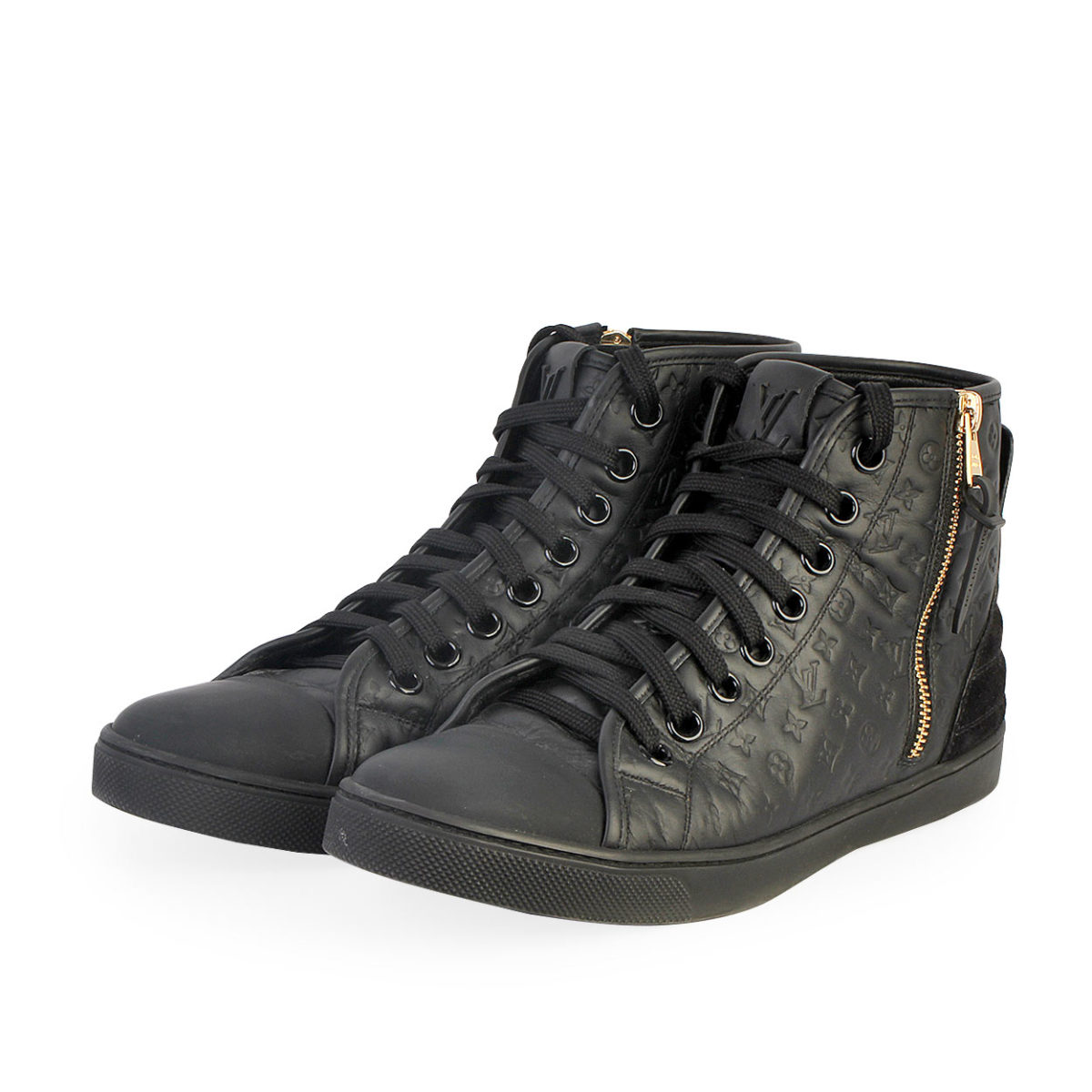 LOUIS VUITTON Embossed Punchy High Top Sneakers Black - S: 38 (5) | Luxity