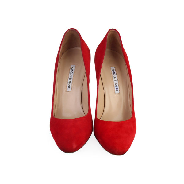 MANOLO BLAHNIK Suede Pumps Red - S: 40.5 (7) | Luxity