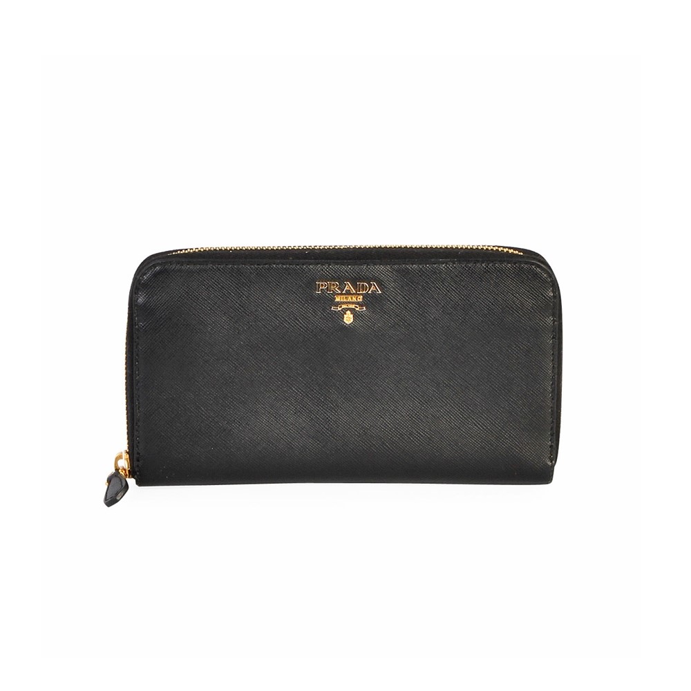 PRADA Saffiano Long Zippy Wallet Black | Luxity