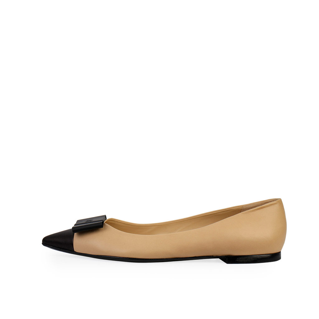 CHANEL Leather Bow Ballerina Flats Beige - S: 42 (8) - NEW | Luxity