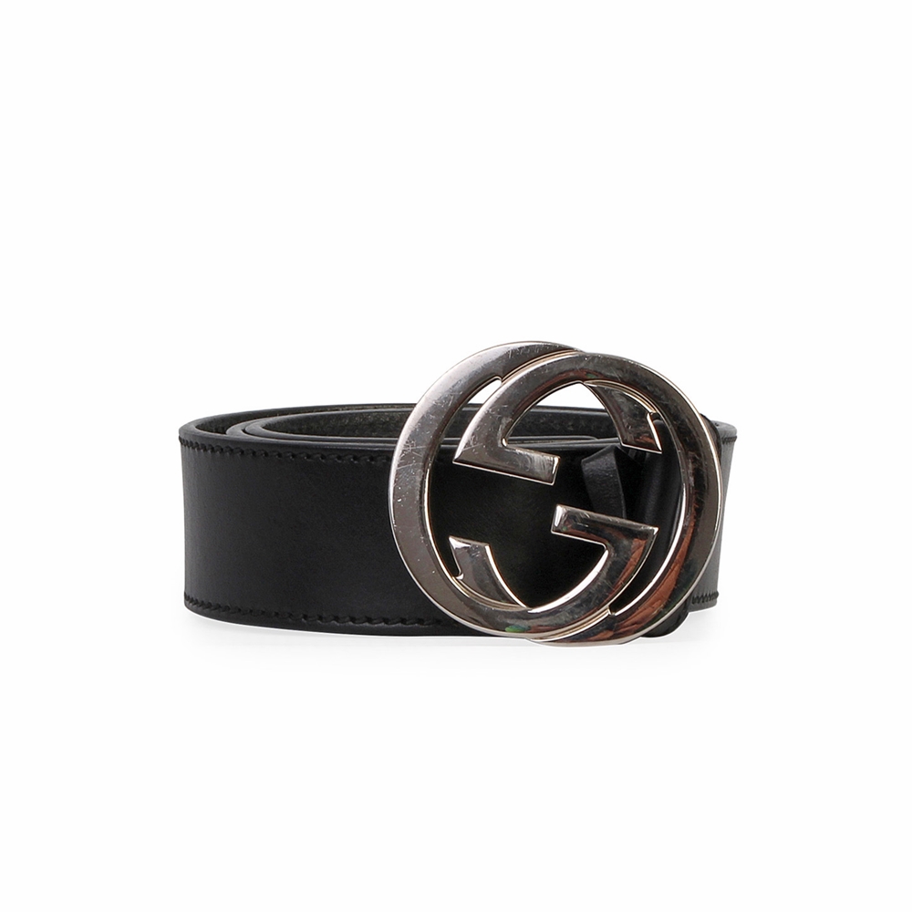 GUCCI Leather Interlocking G Buckle Belt Black - S: 85 (34) | Luxity