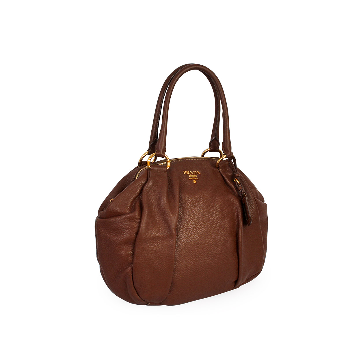 PRADA Leather Antik Bowler Bag Brown | Luxity
