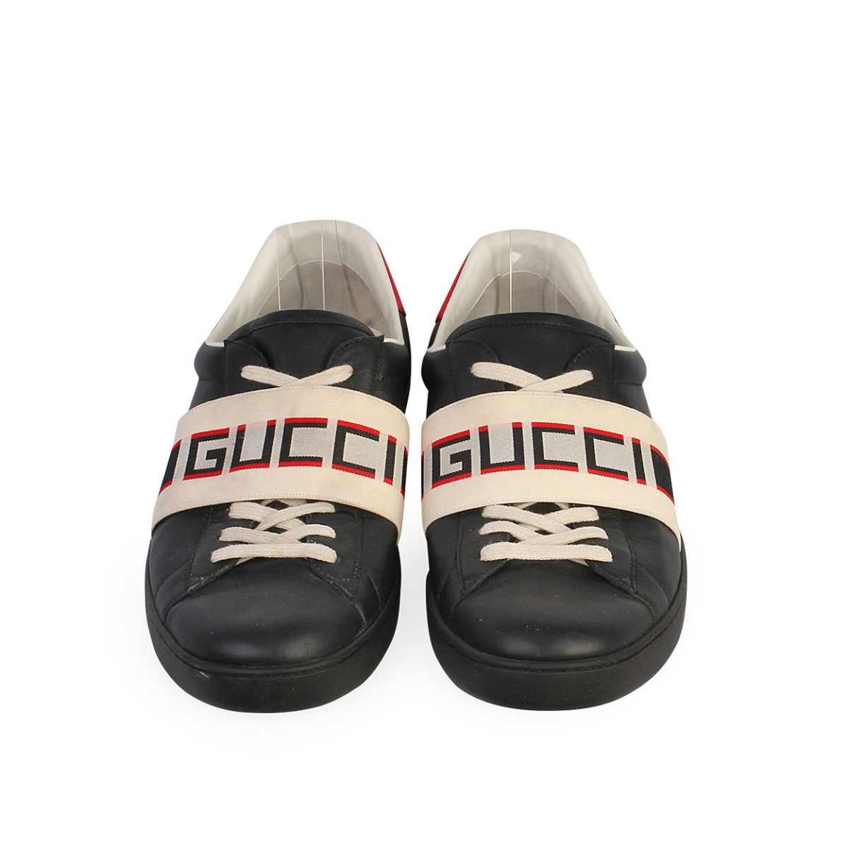 GUCCI Leather Ace Stripe Sneakers Black - S: 47 (12.5) | Luxity
