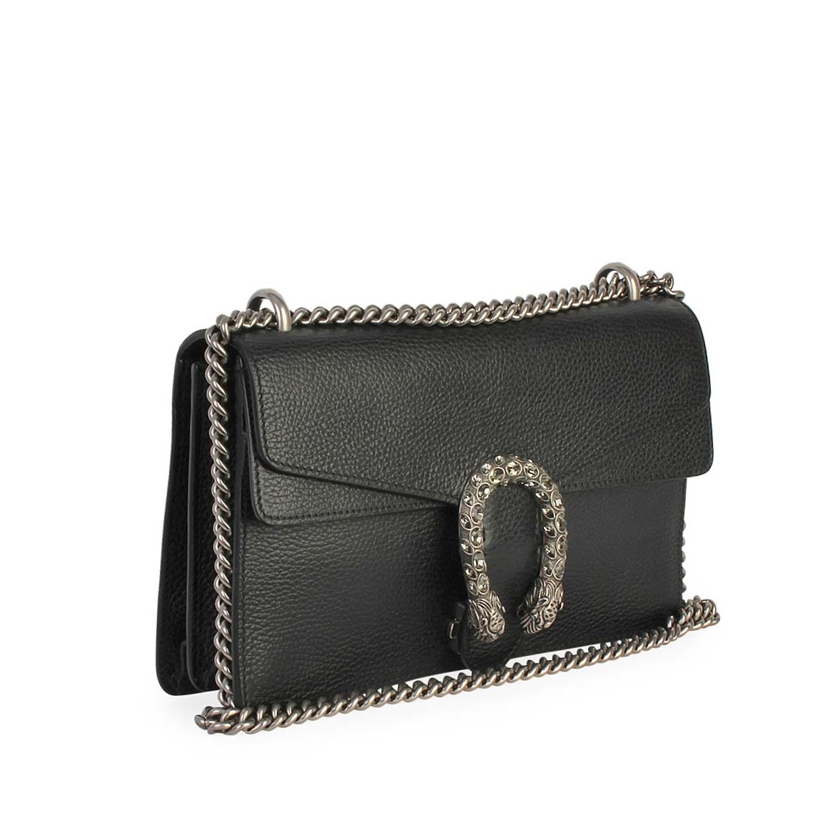 GUCCI Pebbled Leather Dionysus Small Shoulder Bag Black | Luxity