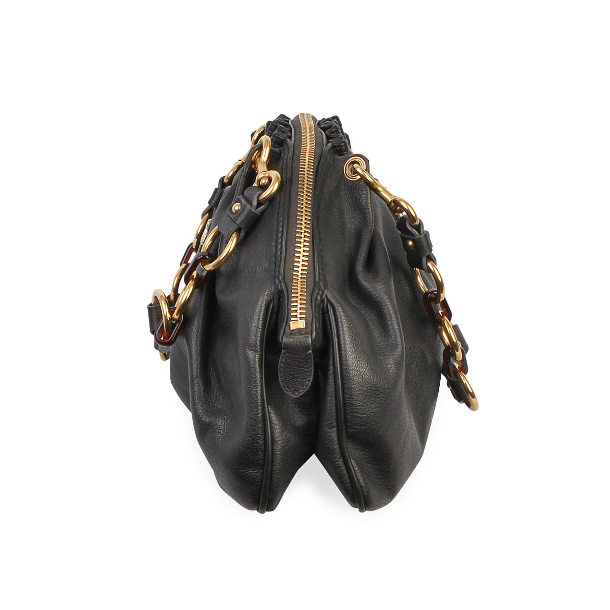 MARC JACOBS Leather Chain Handle Shoulder Bag Black | Luxity