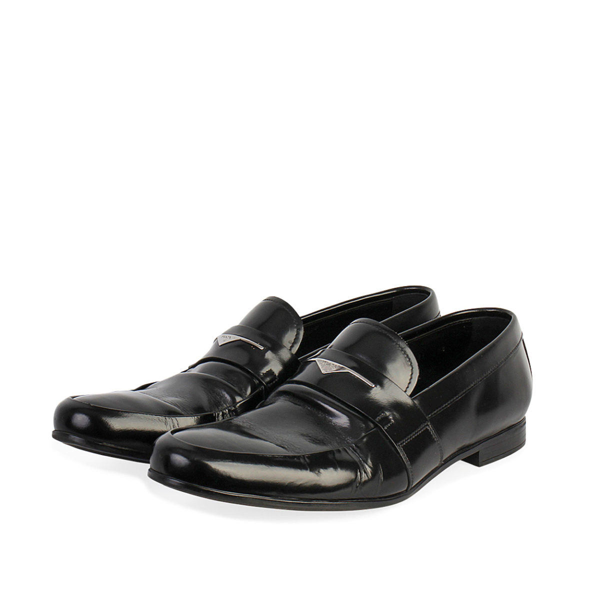PRADA Patent Leather Loafers Black - S: 42.5 (8.5) | Luxity
