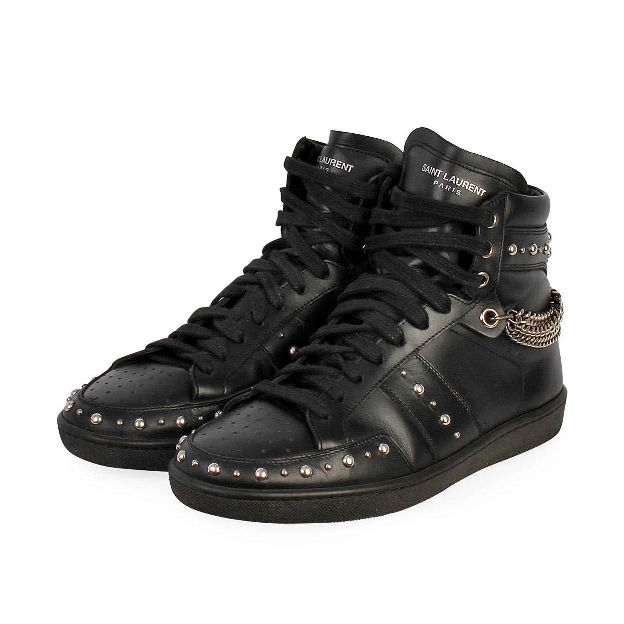 SAINT LAURENT Leather Studded High-Top SL/22H Sneakers Black - S: 39 (6 ...