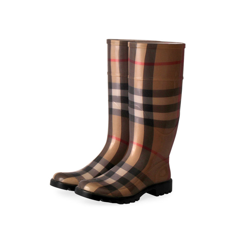 BURBERRY Rubber Nova Check Rain Boots Beige - S: 36 () | Luxity