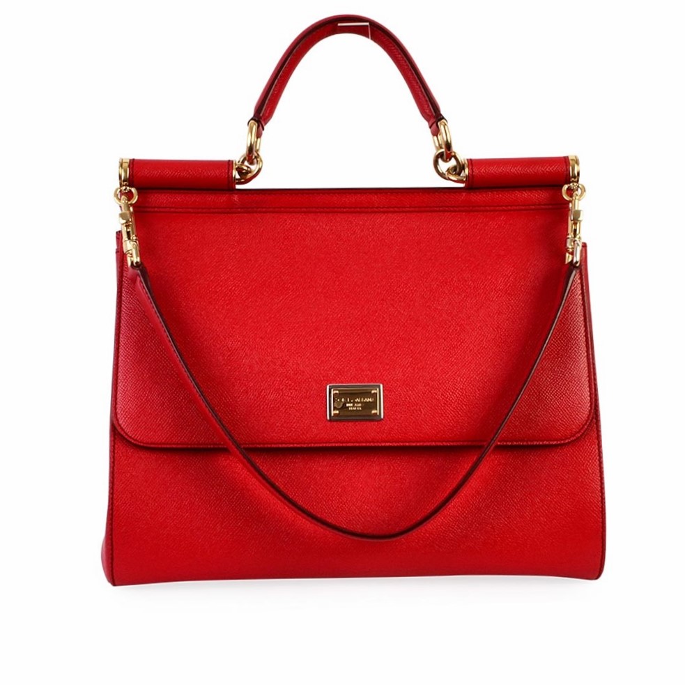 DOLCE & GABBANA Leather Large Miss Sicily Bag Red