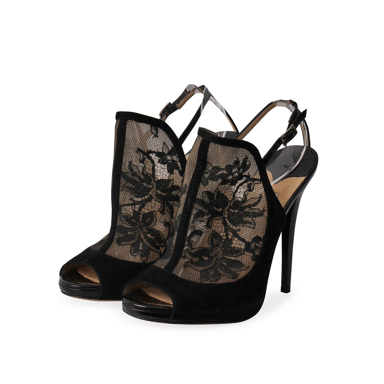 JIMMY CHOO Lace Maylen Sandals Black - S: 37.5 (4.5) | Luxity