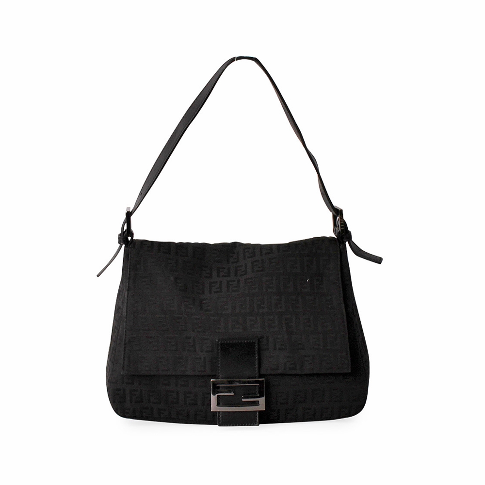 FENDI Zucchino Mama Forever Shoulder Bag Black | Luxity
