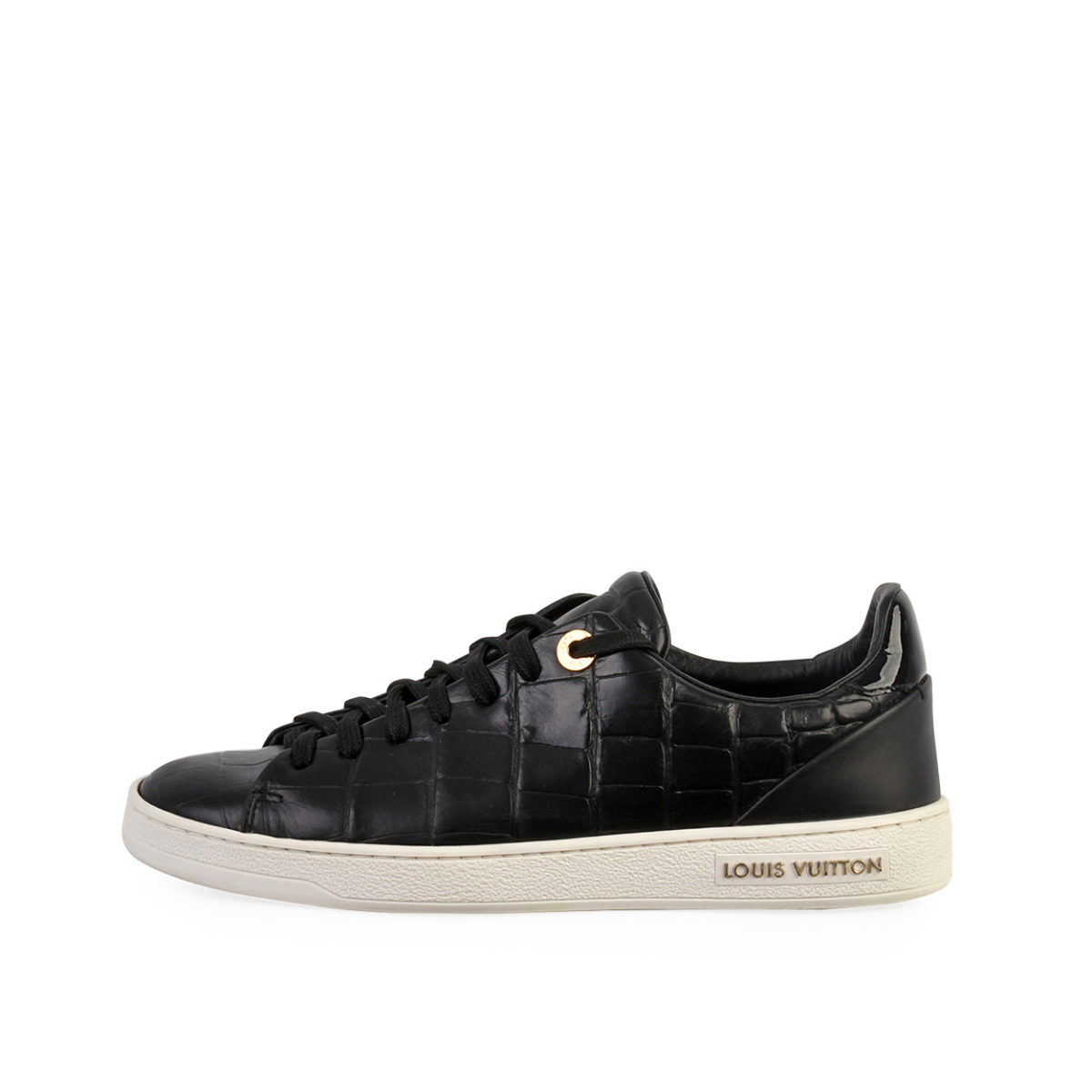 LOUIS VUITTON Croc Embossed Frontrow Sneakers Black - S: 36 (3.5) | Luxity