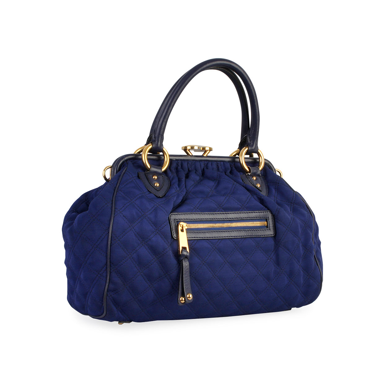 MARC JACOBS Quilted Fabric Stam Shoulder Bag Blue | Luxity