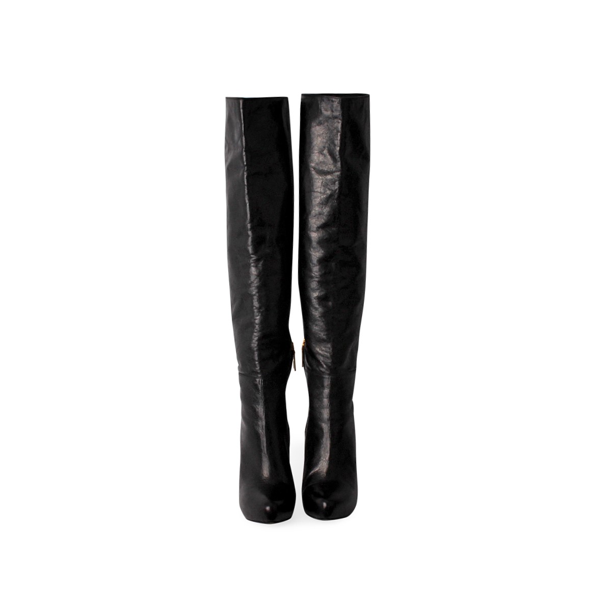 PRADA Leather Knee High Platform Boots Black - S: 40 (6.5) | Luxity