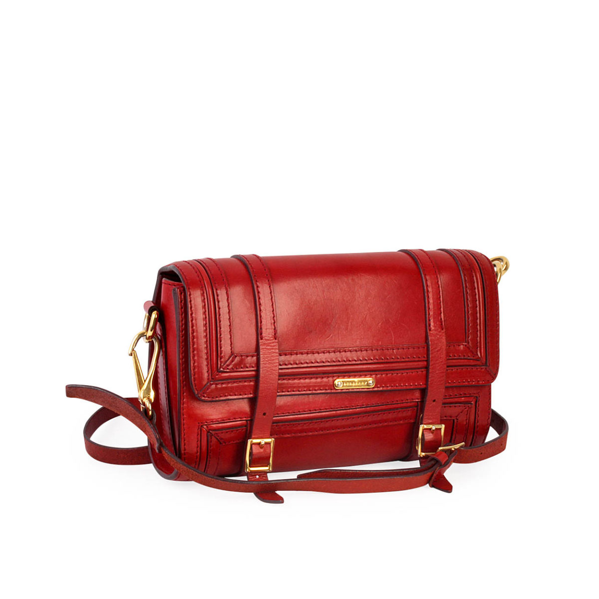 BURBERRY Leather Crossbody Bag Red | Luxity