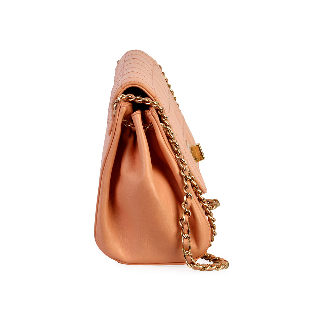 CHANEL Mademoiselle Lock Accordion Flap Bag Peach | Luxity