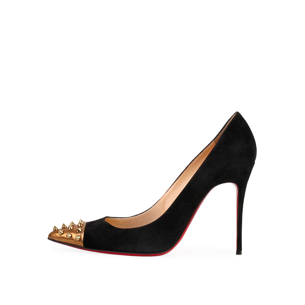 CHRISTIAN LOUBOUTIN Suede Studded Pumps Black - S: 40.5 (7) | Luxity