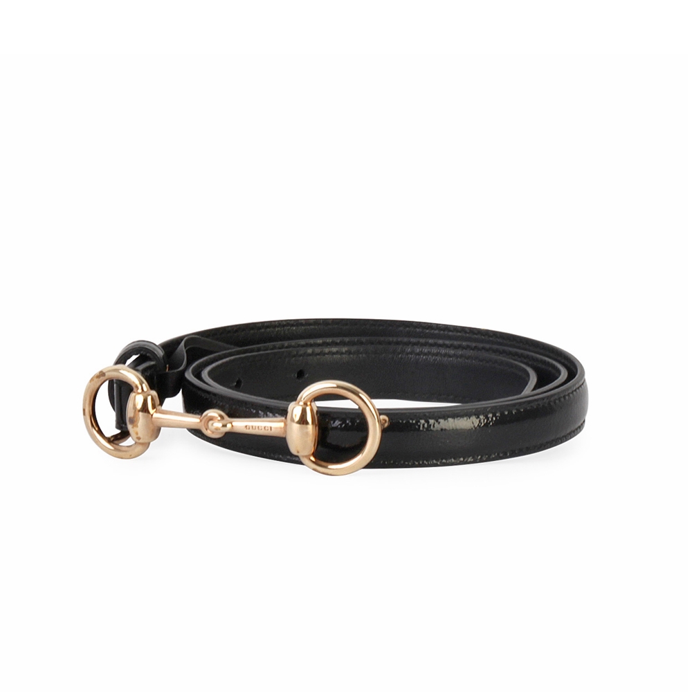 GUCCI Patent Leather Horsebit Belt Black - S: 75 (30) | Luxity