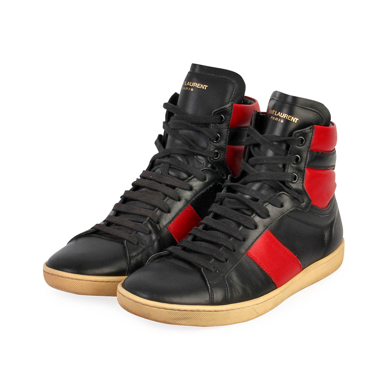 SAINT LAURENT Leather High Top Sneakers 