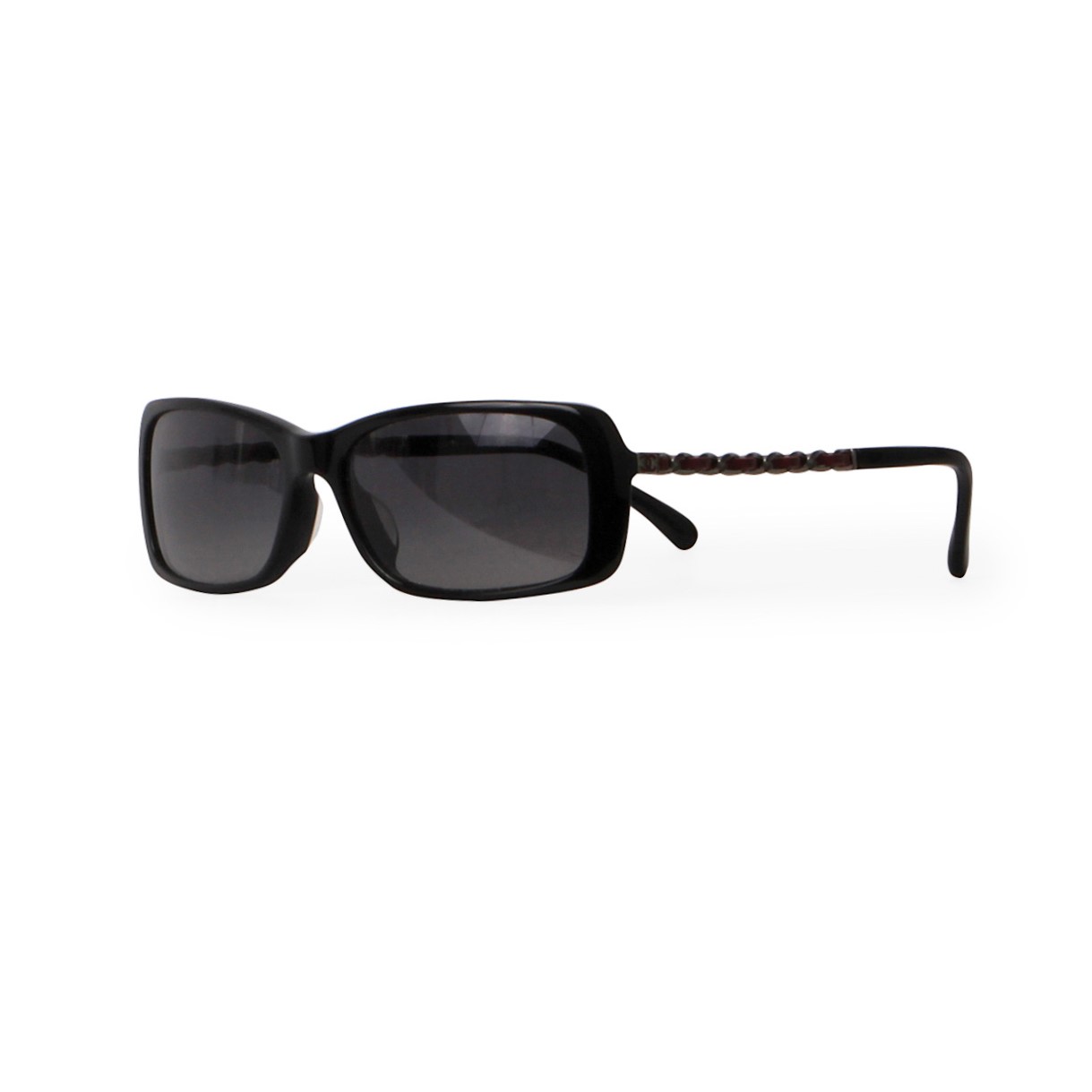 Pre-owned Chanel 1990s Cc Chain-link Shield-frame Sunglasses In Black |  ModeSens