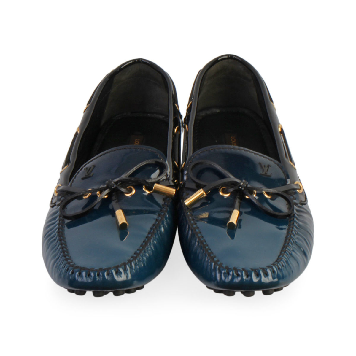 LOUIS VUITTON Vernis Gloria Loafers Black/Blue - S: 39.5 (6) | Luxity