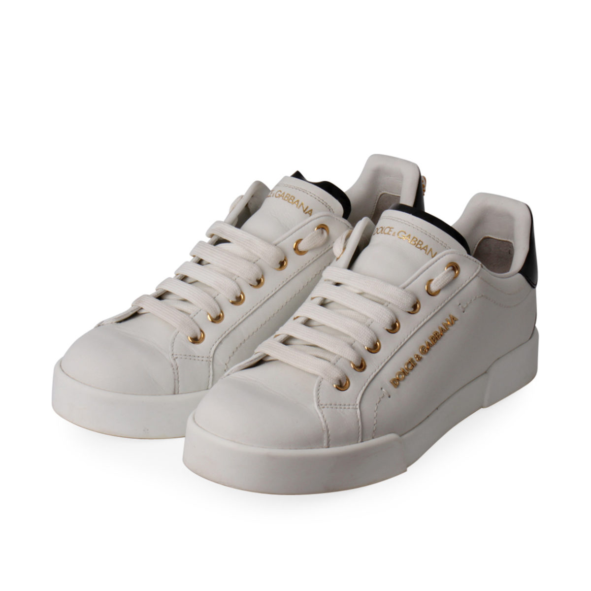 DOLCE & GABBANA Leather Portofino Pearl Sneakers White - S: 39 (6) | Luxity
