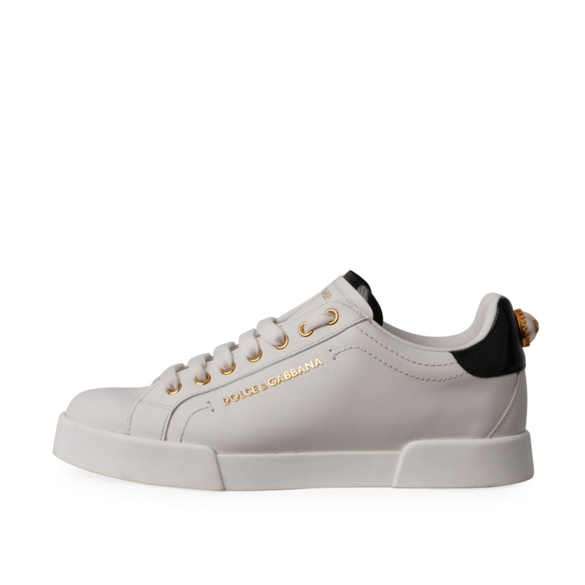 DOLCE & GABBANA Leather Portofino Pearl Sneakers White - S: 39 (6) | Luxity