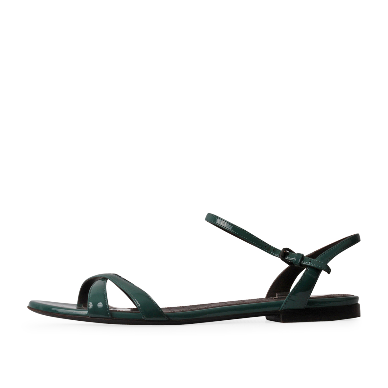 BOTTEGA VENETA Patent Sandals Green - S 39 (6) | Luxity