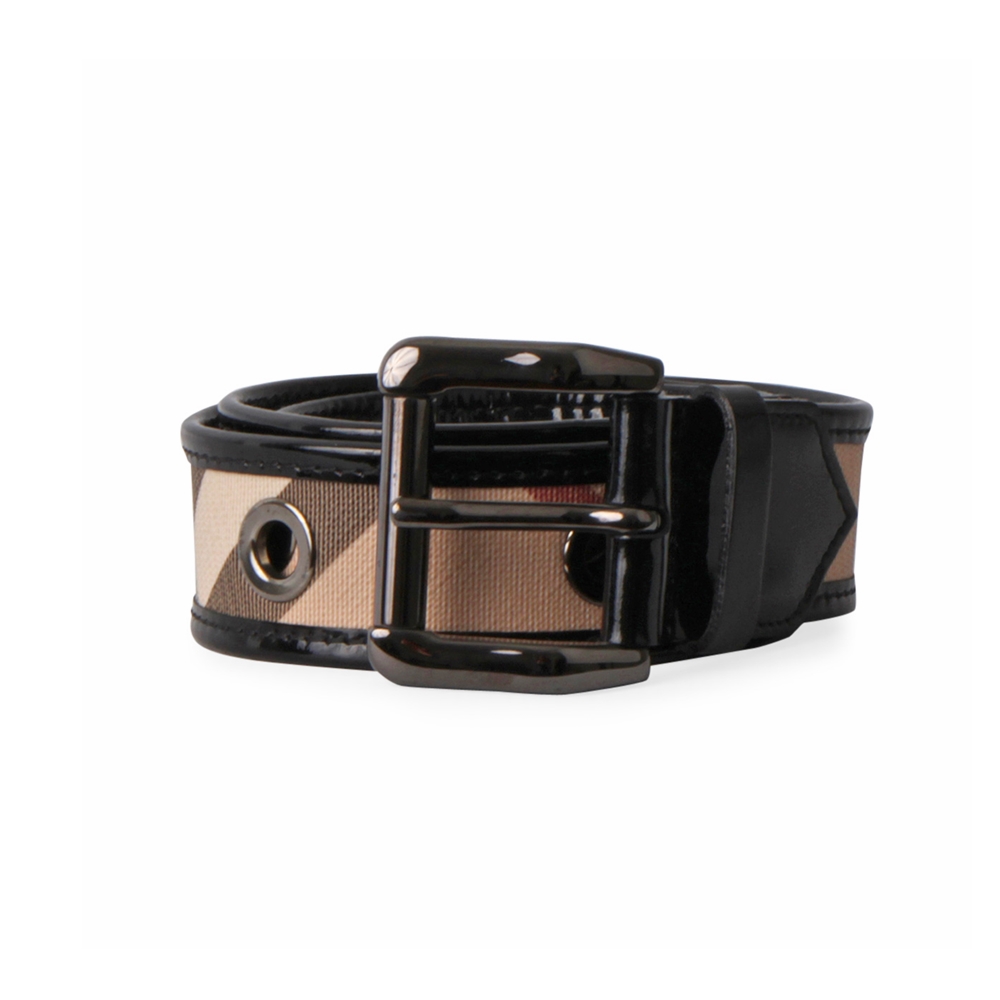 BURBERRY Nova Check Belt Black/Beige - S: 85 (34) | Luxity