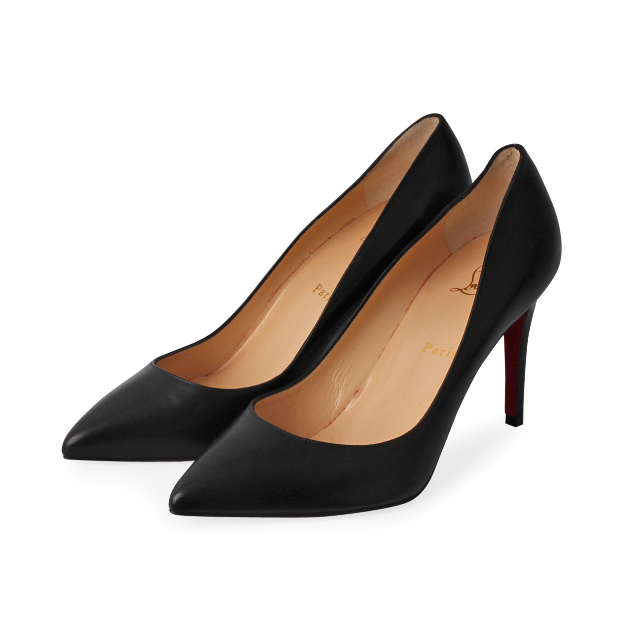 CHRISTIAN LOUBOUTIN Leather Decollete Pumps Black S NEW Luxity