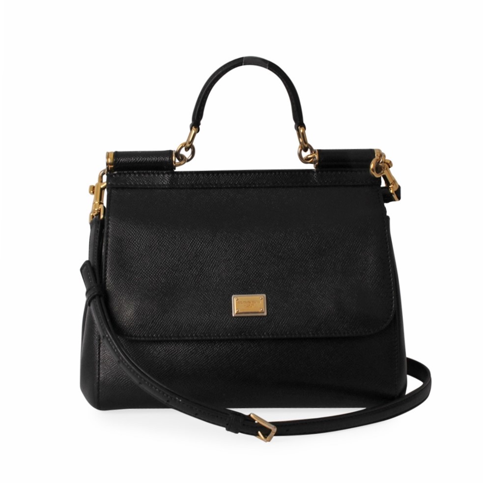 DOLCE & GABBANA Leather Miss Sicily Medium Bag Black | Luxity