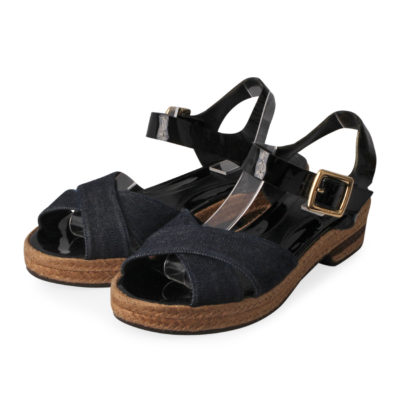 Product FENDI Patent/Denim Crisscross Sandals Blue/Black - S: 39 (6)
