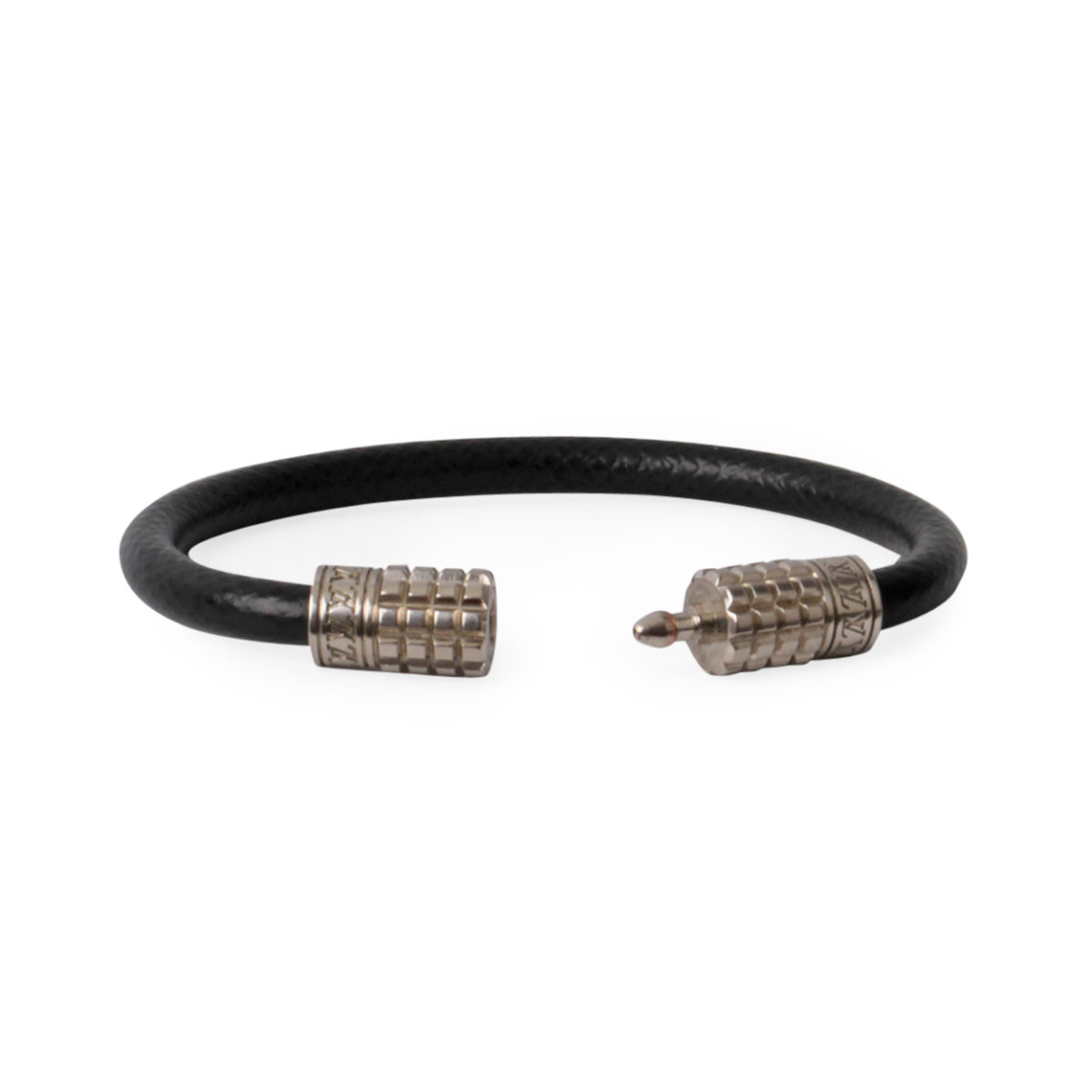 LOUIS VUITTON Leather Keep It Bracelet Black/Silver | Luxity