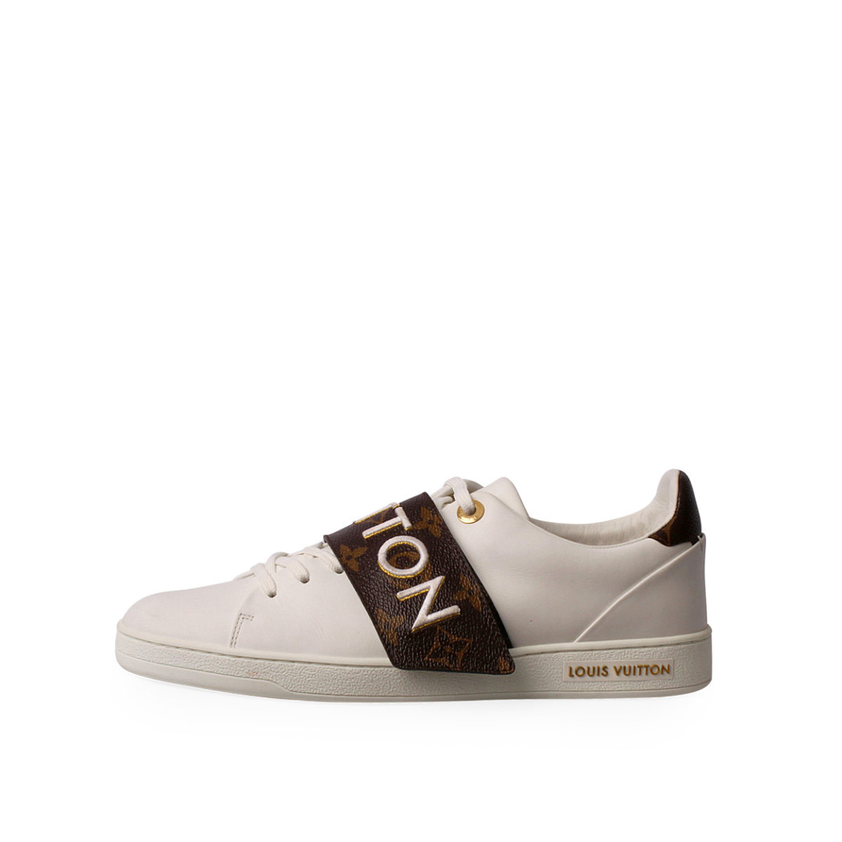 LOUIS VUITTON Monogram/Leather Frontrow Sneakers White - S: 39 (6) | Luxity