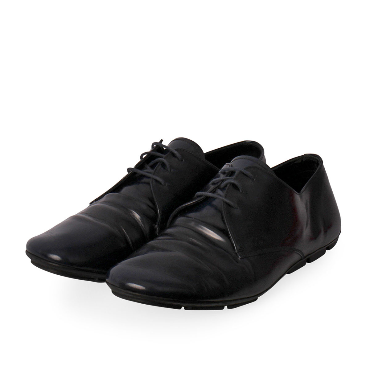 PRADA Patent Leather Derby Shoes Navy - S: 39 (6) | Luxity