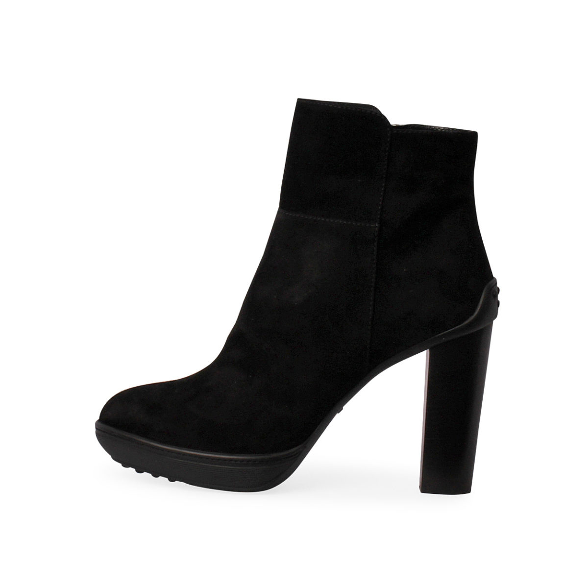 black suede high heel ankle boots
