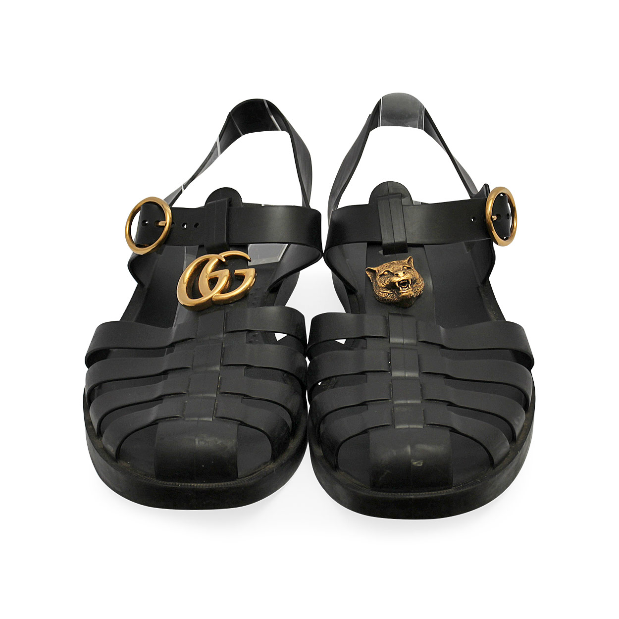 GUCCI Rubber Buckle Strap Sandals Black - S: 43 (9) | Luxity
