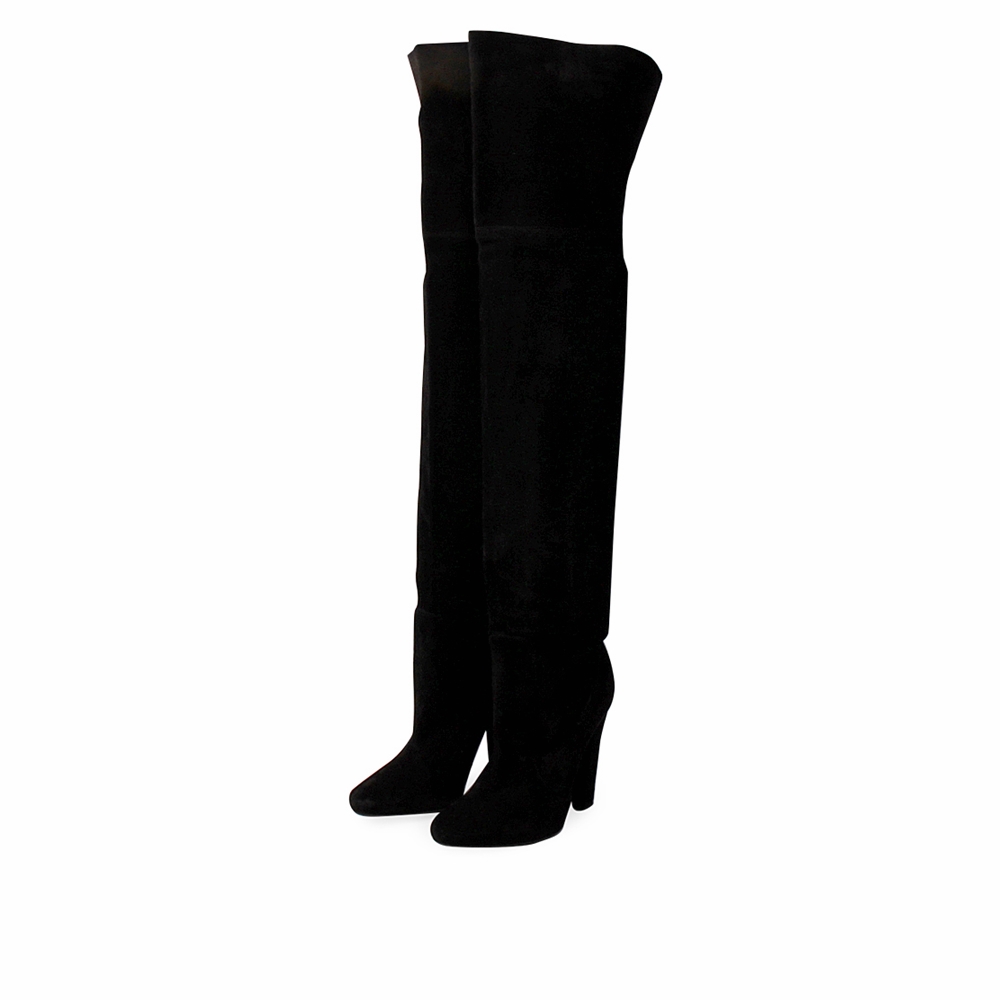 Jimmy Choo Suede Over The Knee Boots Black S 39 6 Luxity 5218