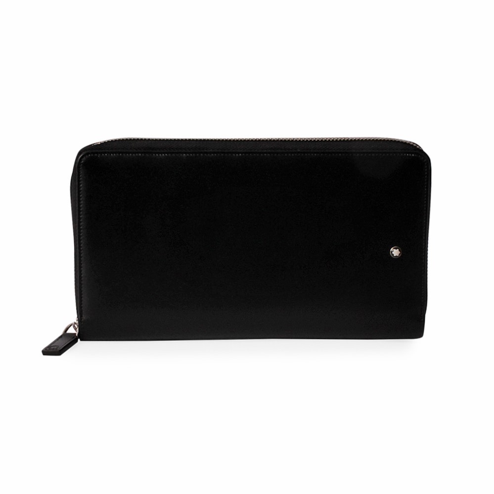 MONTBLANC Leather Zip Around Wallet Black | Luxity