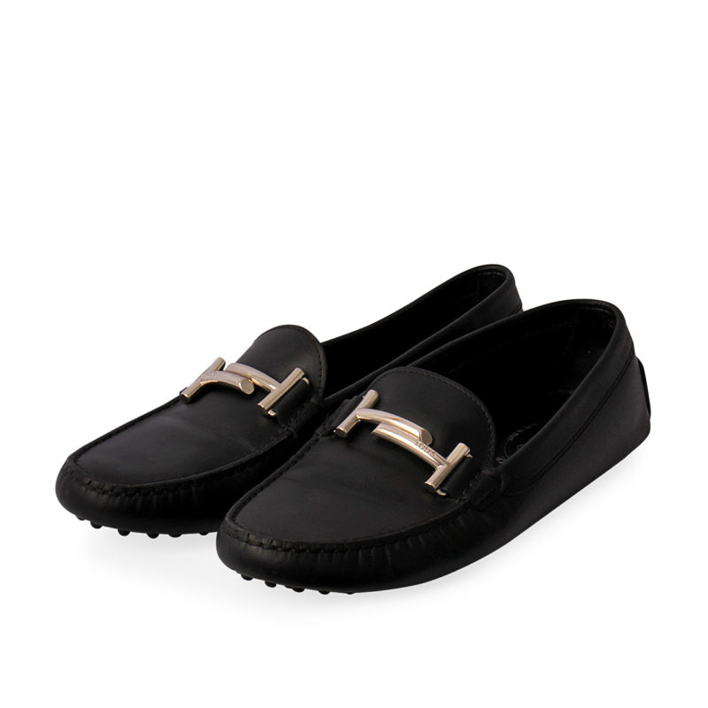 TOD'S Leather T Bar Loafers Black - S: 41.5 (7.5) | Luxity