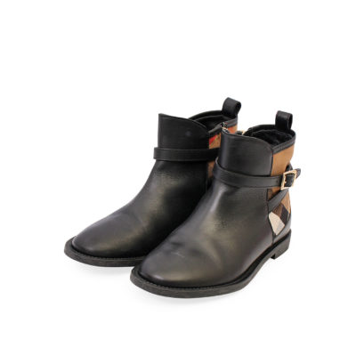 Product BURBERRY Leather/Check Kids Boots Black - S: 32 (13)