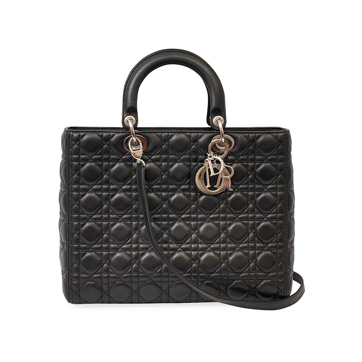 CHRISTIAN DIOR Vintage Quilted Large Lady Dior Bag Black | Luxity