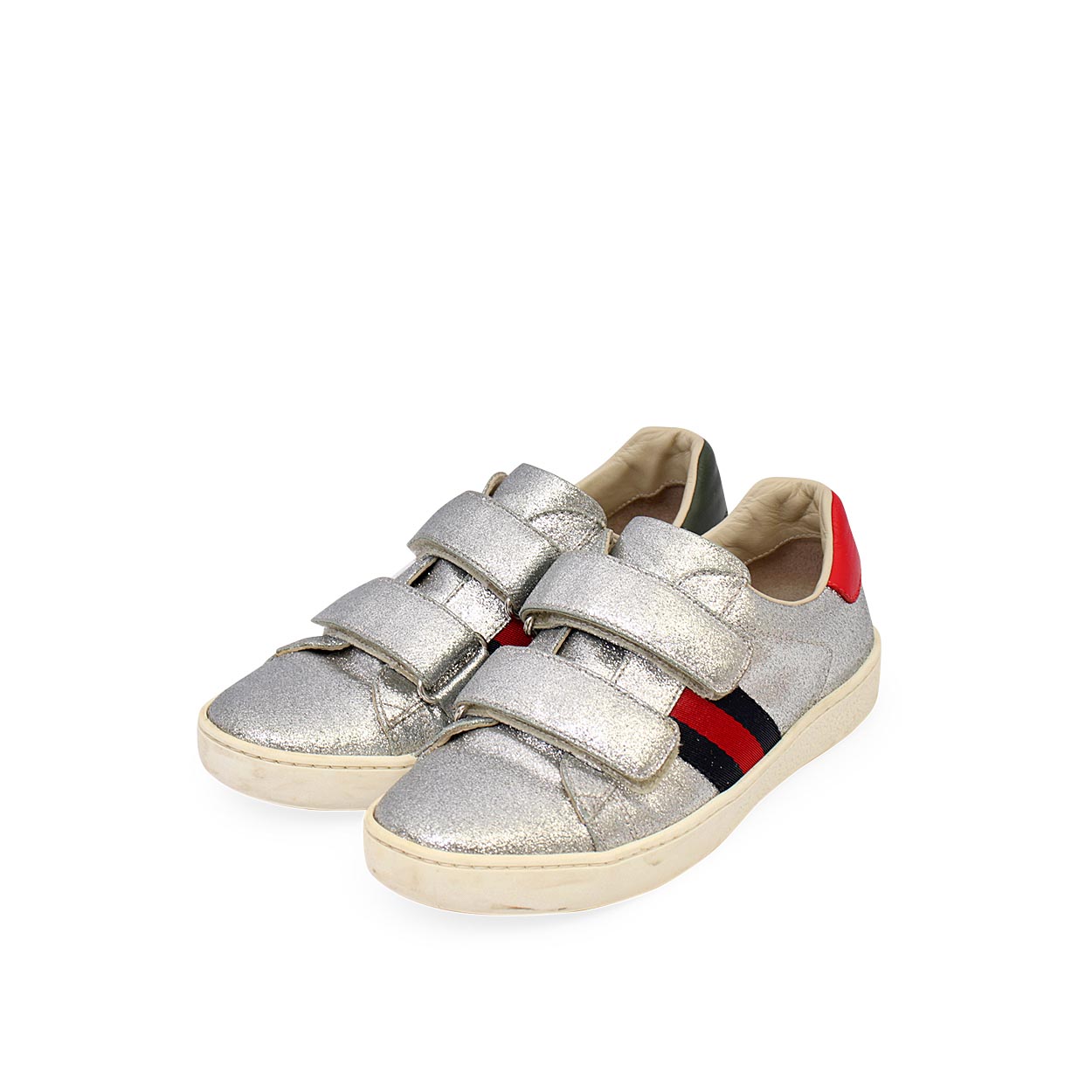 GUCCI Glitter Kids Sneakers Silver - S: 32 (13) | Luxity