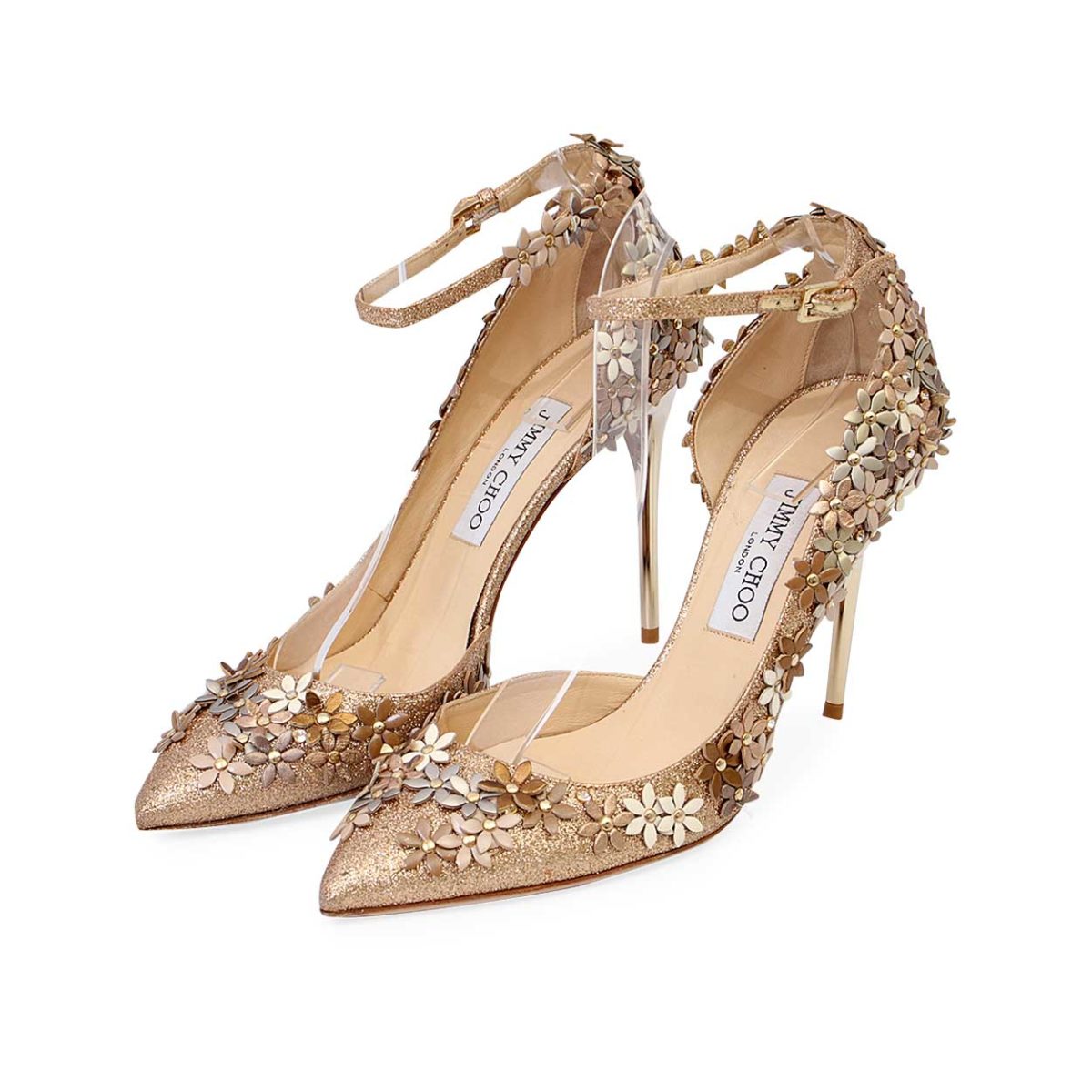 JIMMY CHOO Lorelai Floral Embellished Pumps Nude/Champagne - S: 40 (6.5 ...