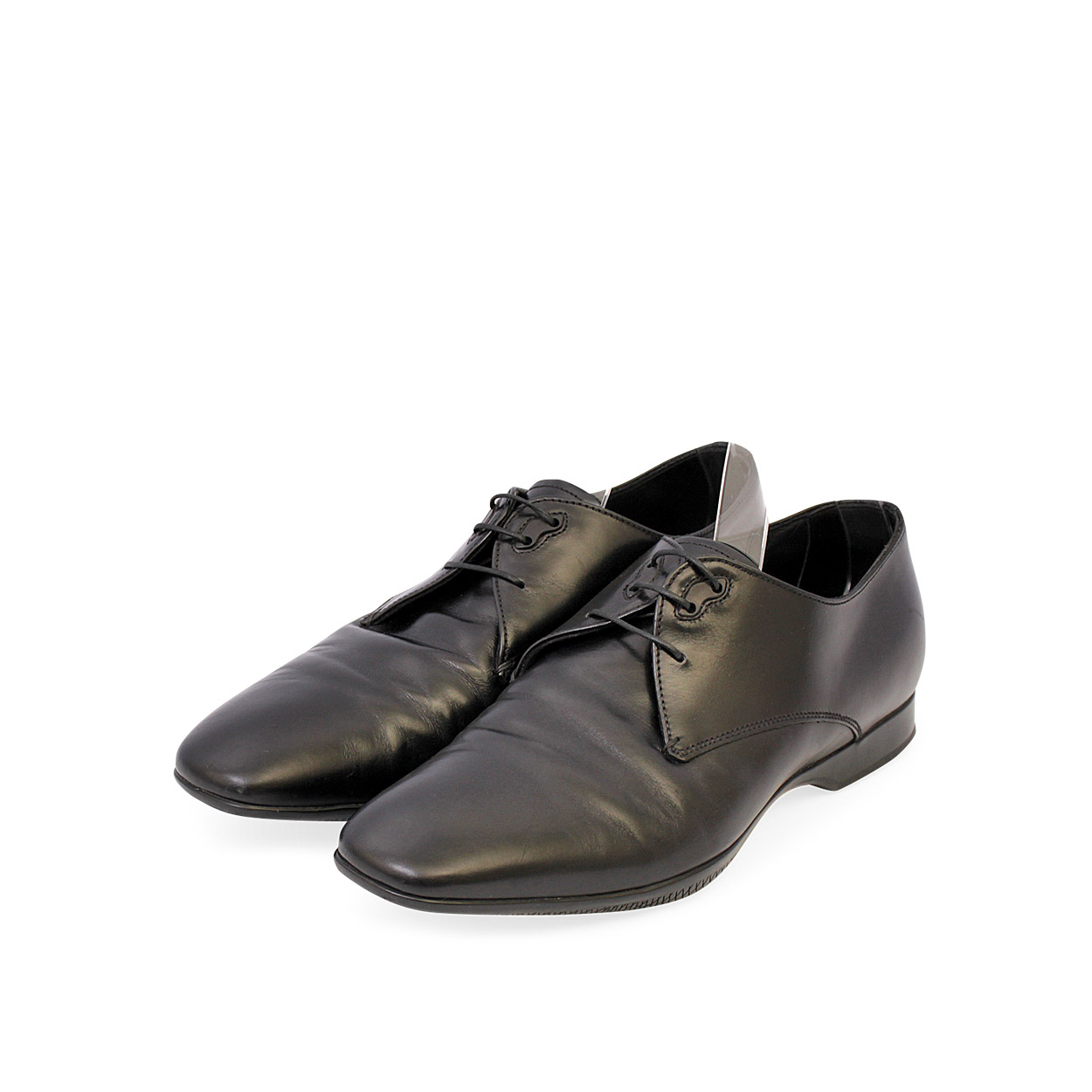PRADA Leather Derby Shoes Black - S: 42 (8) | Luxity