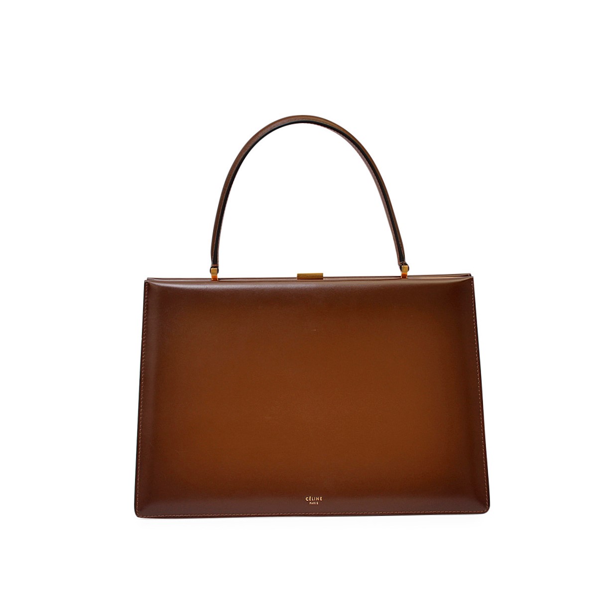 CELINE Leather Medium Camel Clasp Box | Luxity