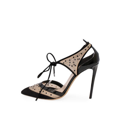 Product GIORGIO ARMANI Suede/Patent Embellished Pumps Black/Nude - S: 40 (6.5)